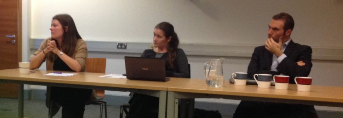 From left to right: Jenni Viitatnen, Sarah Davies and Perluigi Mancarella